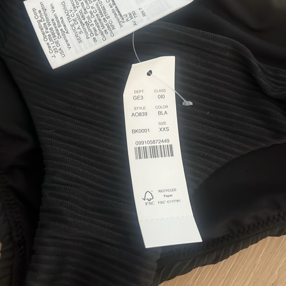 NWT J Crew Black Ribbed cross-back underwire bikini top 32A and XXS bottom - Picture 8 of 8